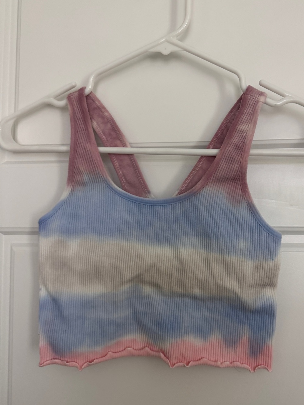 Tie-Dye Ribbed Cropped Tank Top - Blue, Pink, Cream Spiritual Gangster Girls